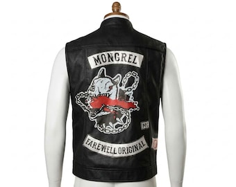 Days Gone Deacon Mongrel Leather Vest | Men's Black Biker Motorcycle Rider Cosplay Jacket
