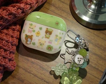 Green Clover Bear Airpods1 2 3 4 Pro Pro2 – Protective Earphone Cover with Pendant