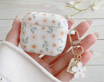 Flower Print AirPods2 3 4 Pro Pro2 Pro3 Case with Keychain – Soft Silicone Cover