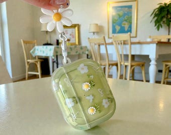 Floral with Daisy Keychain for AirPods1 2 3 4 Pro Pro2 Case