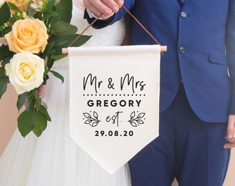 Mr And Mrs Personalised Surname Pennant Flag