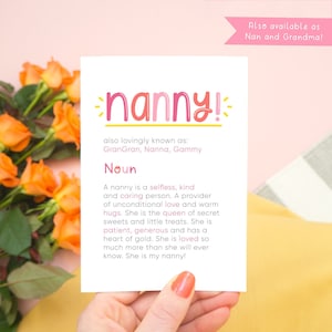 Carte personnalisée de définition de nounou - Nan et grand-mère