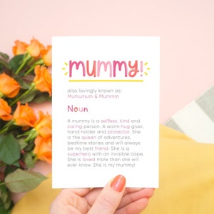 Carte personnalisée de définition de maman
