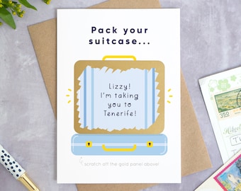 Personalised Suitcase Holiday Reveal Scratch Card