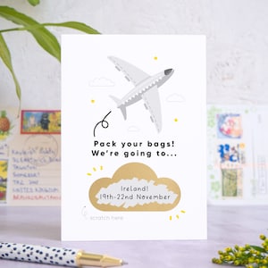 Carte à Gratter Personnalisée de Révélation de Vacances d'Avion