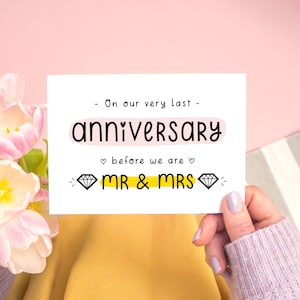 Carte premier mariage ou dernier anniversaire avant le mariage