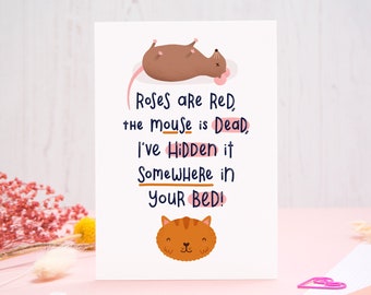 From the Cat Valentine's Day Card - Roses are red - Card for a cat mum - Card for cat owner - Funny pet card