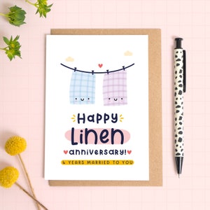Carte d'anniversaire de mariage joyeux anniversaire - 4e anniversaire de mariage - quatrième anniversaire de mariage - 4 ans de mariage avec vous - jolie carte d'anniversaire