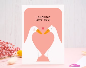 I Ducking Love You Anniversary Card - Valentine's Card - Autocorrect - Pun Anniversary Card