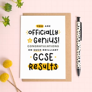 Carte des résultats de l'examen GCSE - Félicitations à l'examen - Vous êtes un génie