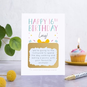 Carte à gratter personnalisée pour 16e anniversaire