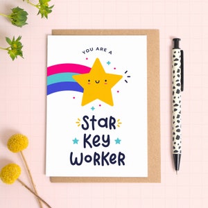 Star Key Worker - Carte de remerciement professeur - Carte de professeur de maternelle