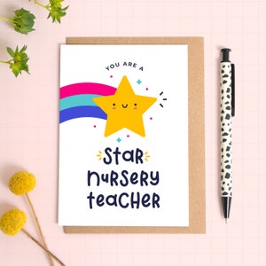 Star Nursery Teacher - Merci carte de professeur - carte de professeur de maternelle