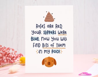 From the Dog Valentine's Day Card - Roses are red - Card for a dog mum - Card for dog owner - Funny pet card