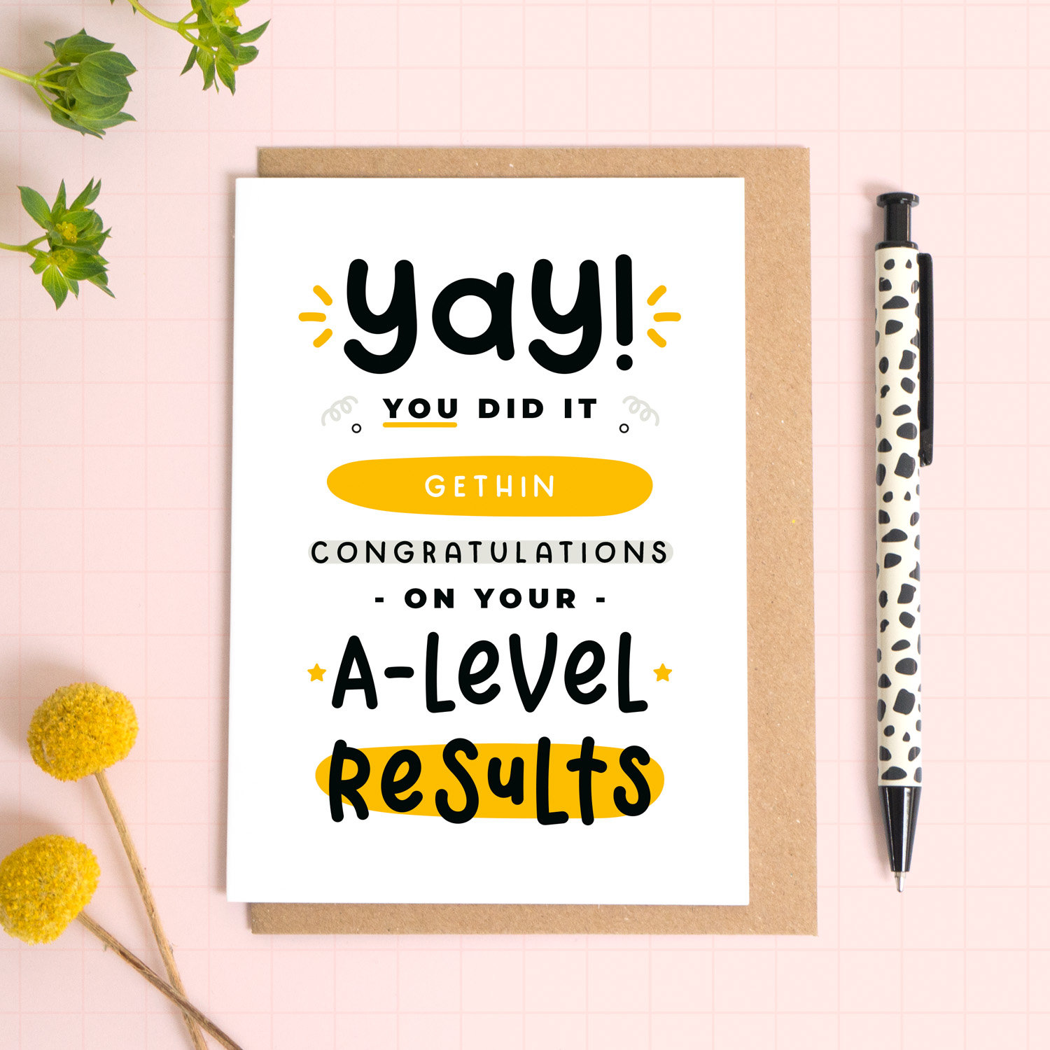 Personalised A-level Exam Results Card - Exam Congratulations - A-level ...