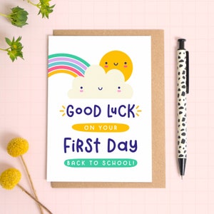 Carte Bonne chance pour votre premier jour de rentrée scolaire - École primaire - Classe d'accueil - Année 1