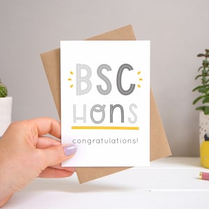 Carte de félicitations pour l'obtention du diplôme universitaire BSc Hons