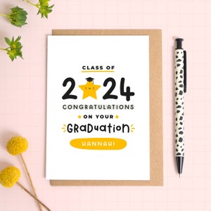 Carte personnalisée de remise des diplômes de la promotion 2024 - Félicitations pour l'obtention du diplôme universitaire