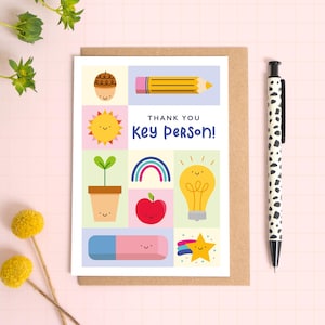 Carte de remerciement pour la personne clé - Cadeau de remerciement pour la personne clé de la crèche - Cadeau de remerciement pour l'enseignant - Fin de l'école - Remerciement de la personne clé