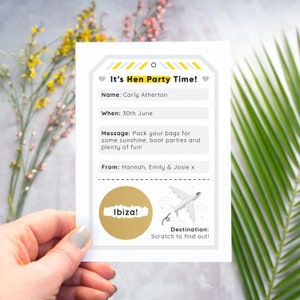 Étiquette de bagage personnalisée Carte à gratter pour enterrement de vie de jeune fille - Invitation pour enterrement de vie de jeune fille