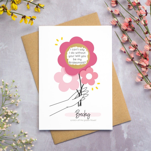 Personalised Wedding Bouquet Scratch Card - Will you be my Bridesmaid? - Bridal PartyProposal Scratch and Reveal Card - Be my Witness