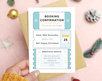 Personalised Christmas Booking Confirmation Gift Card