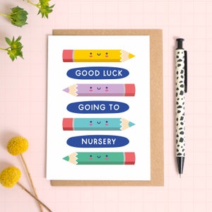 Carte Bonne chance pour la maternelle - Carte souvenir de l'année scolaire - Carte de retour à l'école - Dès la maternelle - Préscolaire