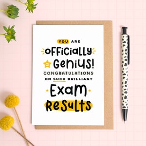Exam Results Card - Exam Congratulations - You are a Genius - GCSE - A-Level - University - National 5 Exams