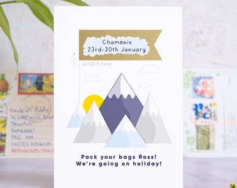 Personalised Mountain Holiday Reveal Scratch Card - Surprise Ski Trip - Mountain Biking - Skiing holiday - Snowboarding reveal card