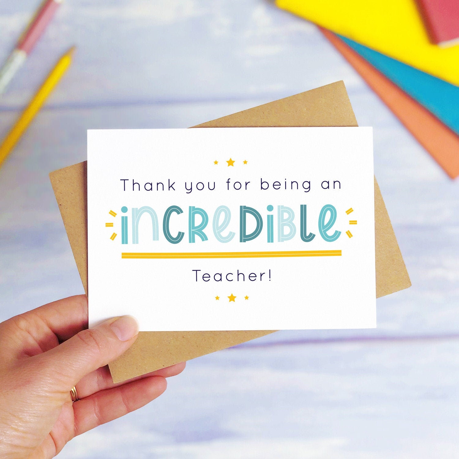 Incredible Teacher Thank You Card 