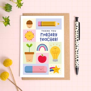 Carte de remerciement pour enseignante de maternelle - cadeau de remerciement pour enseignante de maternelle - cadeau de remerciement pour enseignante - fin d'école - appréciation de la maternelle