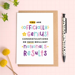 Carte de résultats National 5 - Félicitations à l'examen - Vous êtes un génie - Examens National 5
