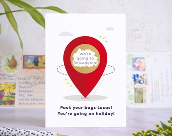 Personalised Location Pin Holiday Reveal Scratch Card