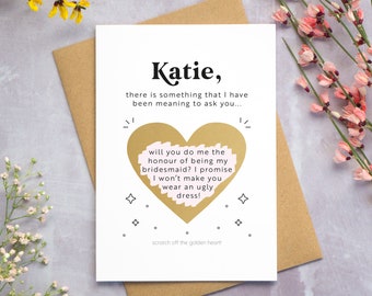 Personalised Scratch To Reveal Question Card - Will you be my Bridesmaid - Proposal card - Will you move in with me? - Be my Godmother?