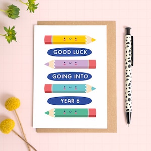 Carte Bonne chance pour la rentrée en 6e - Carte souvenir de l'année scolaire - Carte de la rentrée scolaire - Début de la 6e année - 1er jour de la rentrée