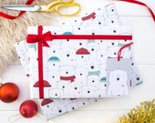 Polar Bear Christmas Wrapping Paper Set - Festive Children's Gift Wrap - Illustrated Christmas Gift Wrap - Polar Bear Present Paper