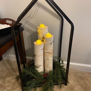 3 Extra Tall Birch Candle holders, Birch tree candles, Birch logs, Wedding candles, Wedding centerpieces,  Holiday candles, White candles