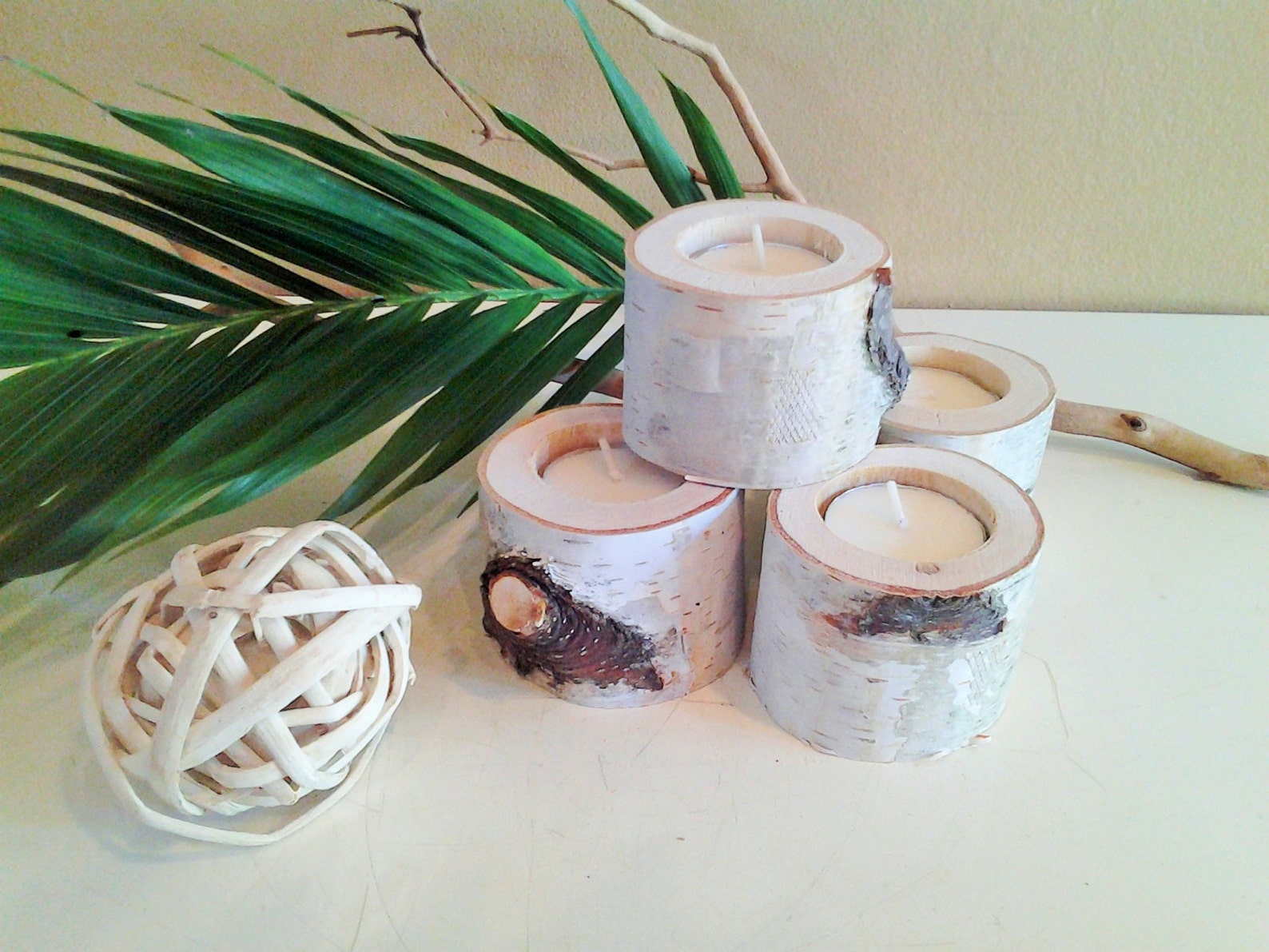 Small Birch Tree Branch Candles White Birch Candle Set Etsy