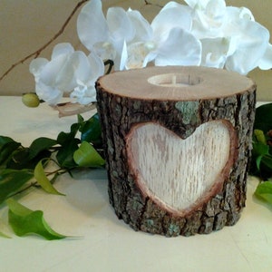 Heart candle, Valentines day candle, Oak candle, Wedding candle, wood candle, log candle, Mothers day candle,  tree branch candle