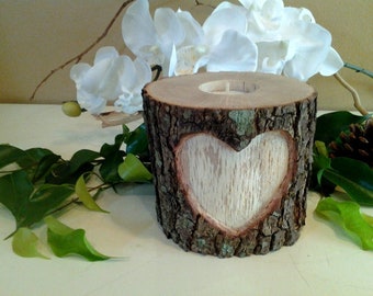 Heart candle, Valentines day candle, Oak candle, Wedding candle, wood candle, log candle, Mothers day candle,  tree branch candle