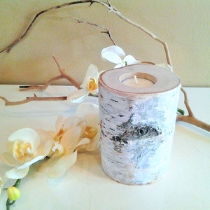 Birch tree candleholder, Birch log candleholder, white candleholder, Birch wedding candles, Holiday candles , Thanksgiving candles
