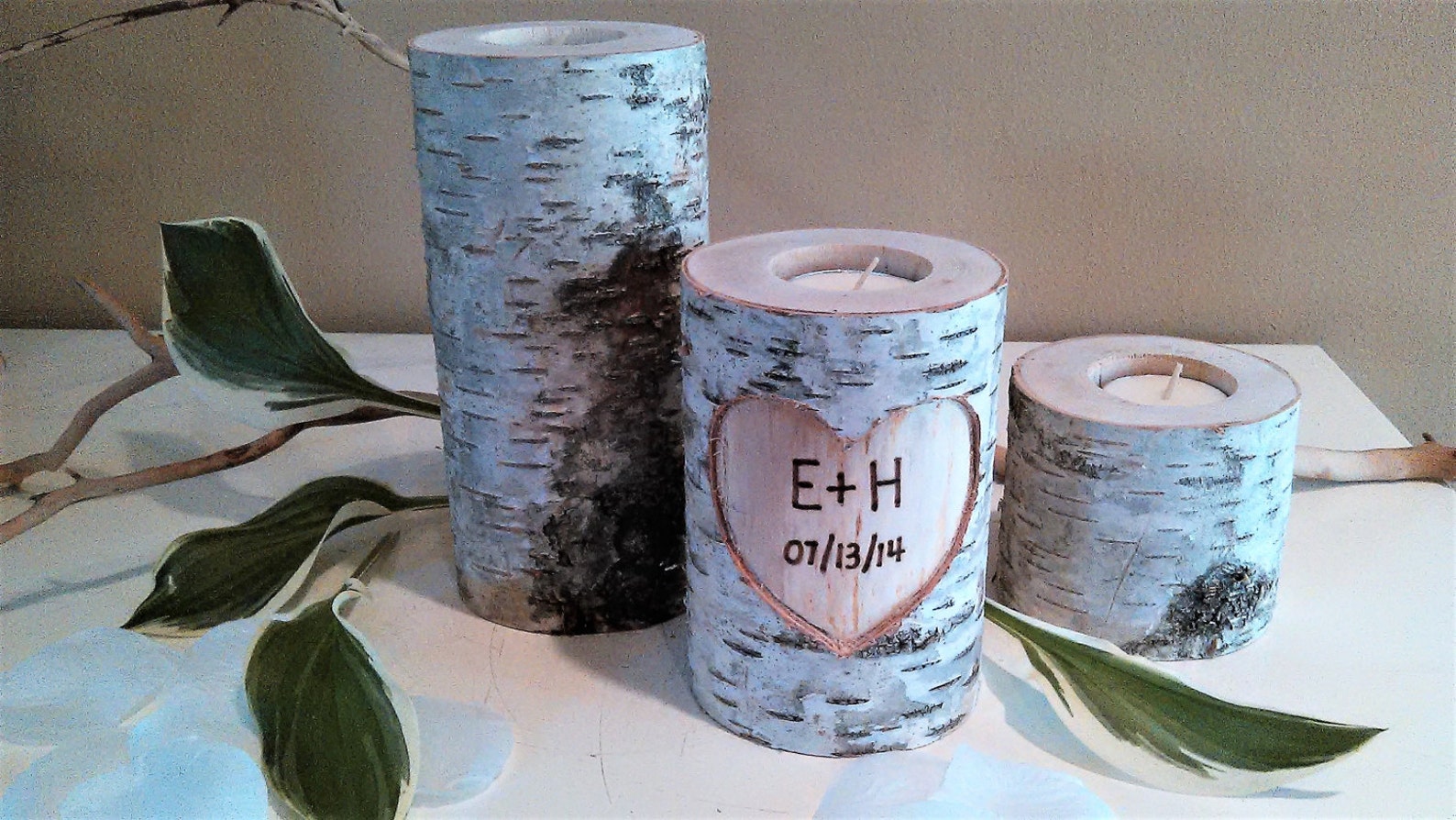 Birch Tree Candle Set Birch Log Candles Wedding Candles Etsy