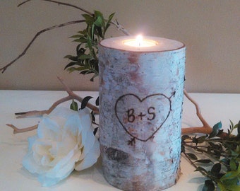 Birch tree branch candle - Birch heart candle -  Valentine's day candle - Rustic wedding candle - Unity candle - Wedding centerpiece