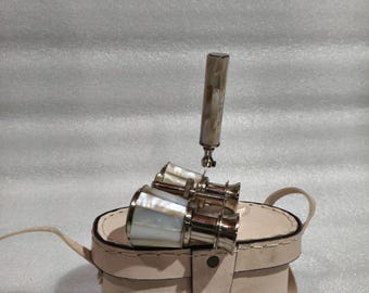Vintage Brass Opera Glasses with Leather Case, Decorative Theater Binoculars