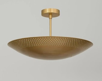 Zeitgenössische Messing Deckenleuchte, große Kuppel Deckenleuchte, elegante Gold-Leuchte