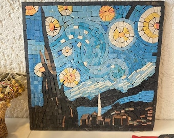 Starry Night Mosaic Kit | DIY Mosaic Tile | Van Gogh Inspired Craft Set