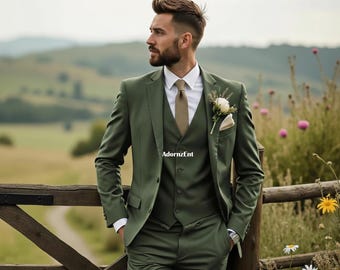 Trajes de boda para hombre, moda formal, sólido, corte estándar, traje de 3 piezas para padrinos de boda