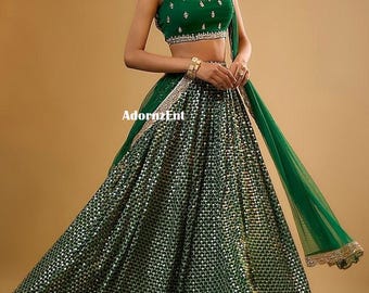 Lehenga Choli india / Lehenga tradicional de boda / Conjunto de falda y top corto hecho a medida