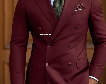 Traje cruzado verde para hombre, corte entallado, solapa de pico, 2 piezas, para novio de boda