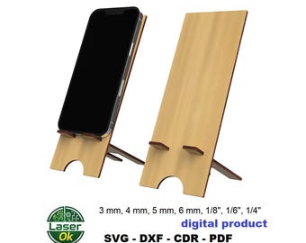 Laser cut Phone Stand, Cellphone Holder Pattern, Wooden Branding Mobile Stand, digital file